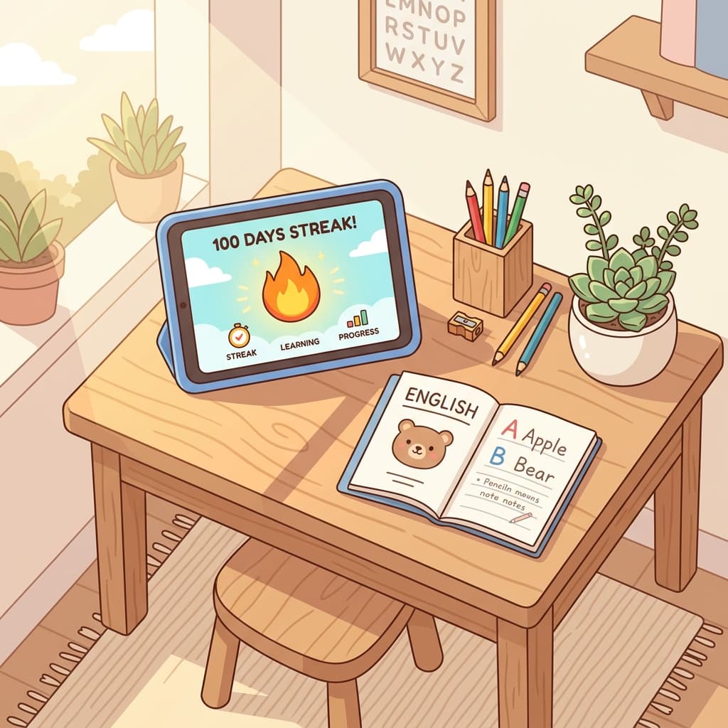 小学生が自ら開く!ゲーム感覚で続くおうちAI英語ルール